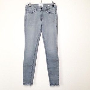 Frame Le Skinny de Jeanne 27 Marview Skinny Jeans Raw Released Hem Light Gray